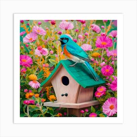 Birdhouse In The Garden Art Print