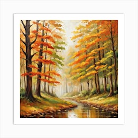 Forest In Autumn In Minimalist Style Square Composition 311 Art Print