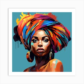 African Woman With Colorful Turban Art Print