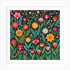 Flowers In A Garden Art Print