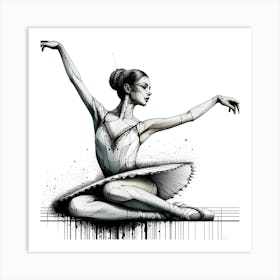 Ballerina - Abstract Line Art Illustration 169 Art Print