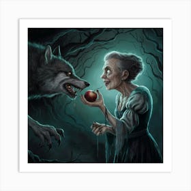 Wolf And Woman Art Print