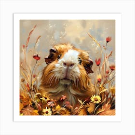 Guinea Pig Amongst Flowers Art Print