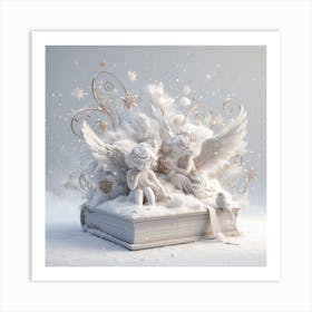 Angels On A Book Art Print