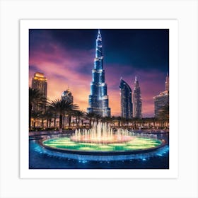 Dubai At Dusk 1 Art Print