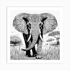 Elephant In The Grass Art Print