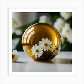 Daisies In A Glass Sphere Art Print