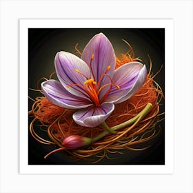 Saffron Flower And Stamens 1 Art Print