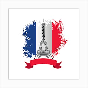 France Eiffel Tower Vector Art Print