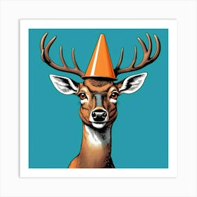 Deer With A Party Hat Art Print