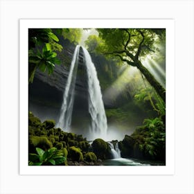 Waterfall In The Jungle 3 Art Print