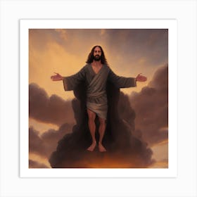 Jesus looking for the sunset Art Print