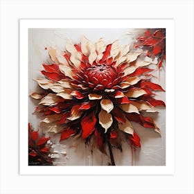 Large red dahlia flower 1 Art Print