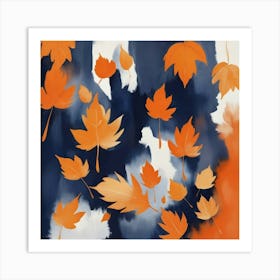 Navy And Orange Autumn Abstract Painting Art Print 3 Art Print