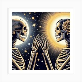 Soulmate Skeletons Art Print