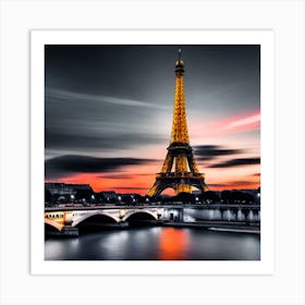 Eiffel Tower At Sunset 3 Art Print