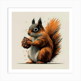 Squirrel With Pine Cone Art Print
