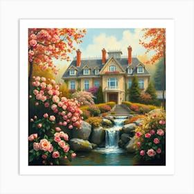 House By A Stream Art Print