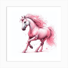 Pink Horse Running Art Print