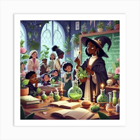 Flowers Witches And Wizards Art Print