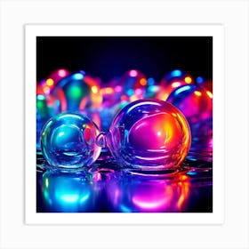 Glow Shapes Neon Bright Color 3d Fluid Bubbles Luminous Vibrant Vivid Radiant Flowing G (2) Art Print