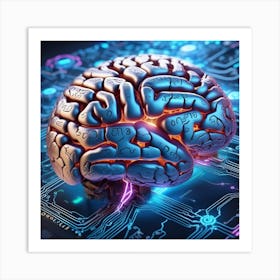 Brain On A Circuit Board 92 Art Print