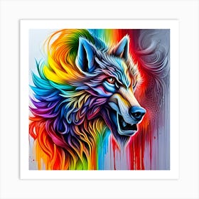 Colorful Wolf 11 Art Print