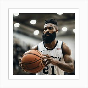 Bearded Basketball Player Art Print