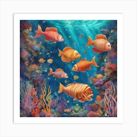 Fishes Under The Sea Art Print