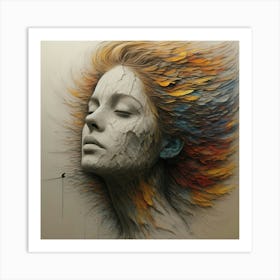 Woman With Feathers Art Print