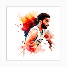Watercolor Basketball Player Art Print