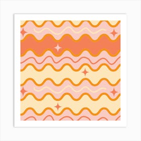 Pink And Orange Wavy Pattern Art Print
