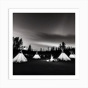 Teepees At Night 15 Art Print