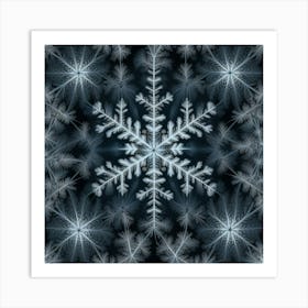 Snowflakes On A Black Background Art Print