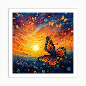 Butterfly At Sunset 2 Art Print