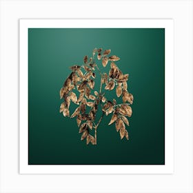 Gold Botanical Jujube on Dark Spring Green Art Print
