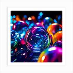 Glow Shapes Neon Bright Color 3d Fluid Bubbles Luminous Vibrant Vivid Radiant Flowing G (12) Art Print