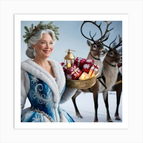 Santa'S Reindeer Art Print