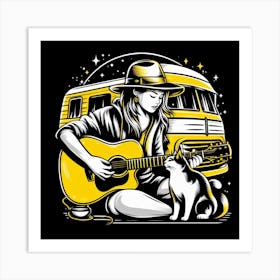 Rv Girl Playing Guitar Art Print