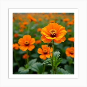 A Lush Garden Filled With Bright, Cheerful Nasturtiums 1 Art Print