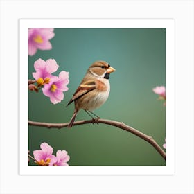 Bird Perched On A Branch 1 Art Print