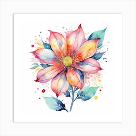 Pink Watercolor Flower Art Print