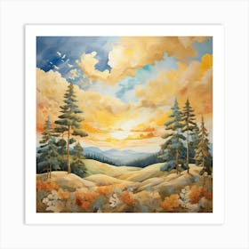 Leonardo Diffusion Xl A Vibrant Daytime Landscape Featuring A 2 Art Print