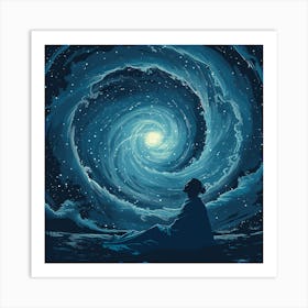 Meditating Woman In Space Art Print