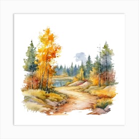 Watercolor Autumn Forest 3 Art Print