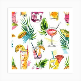 Tropical Drinks Seamless Pattern 1 Art Print