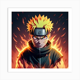 Naruto In Angry Mood With Fire And Fight Vibran Art Print