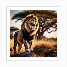 Lion In The Savannah 20 Art Print