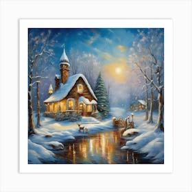 Santa'S Cottage Art Print