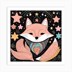 Fox In The Stars Art Print